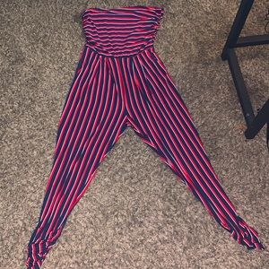 Red, Navy Blue and white JumpSuit